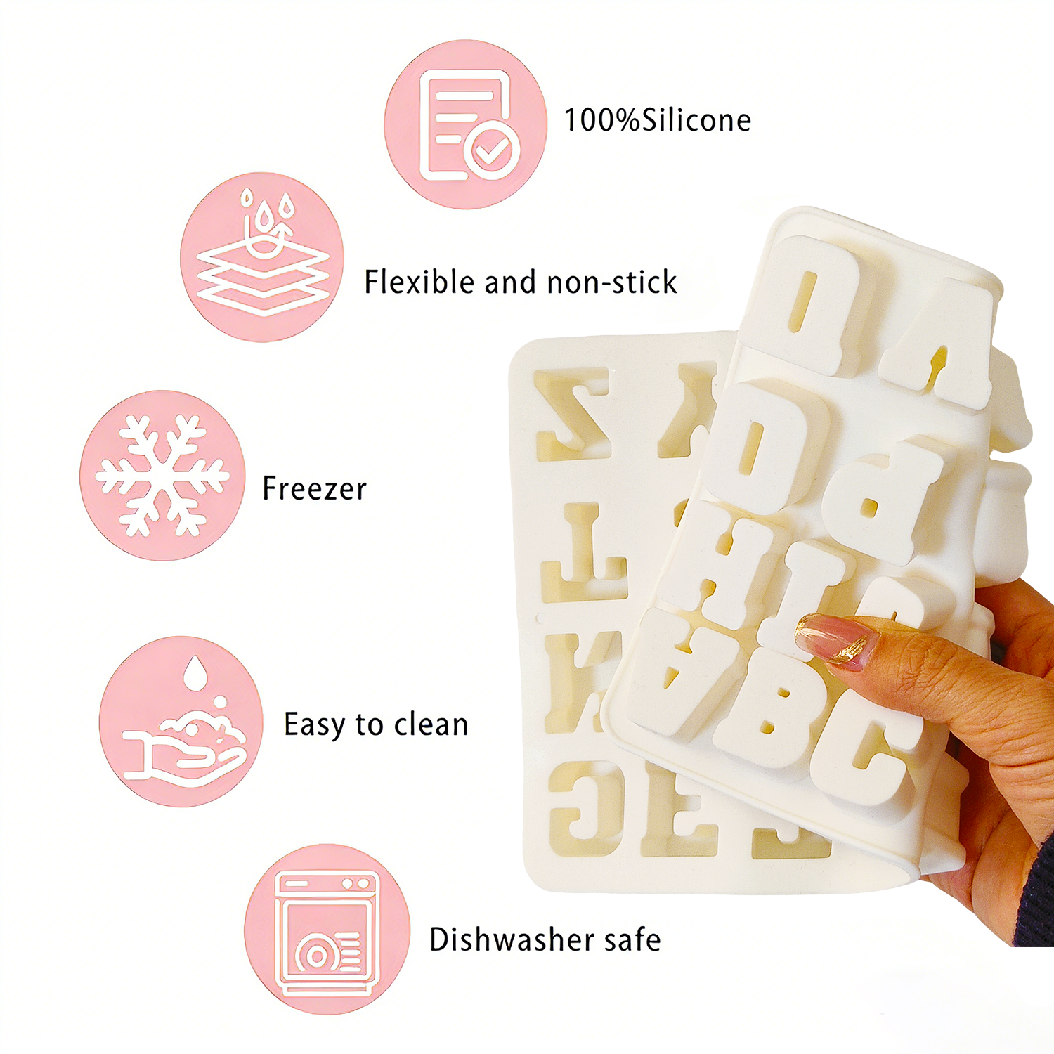 20.7 14.9 1.8cm Eco Friendly Silicone Mold Lowercase Letters Number Design Cake Pops Cookies Candy Ice Cube Plaster Casting