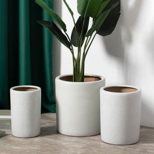 Wholesale The Latest Design Reliable Hotel Outdoor Corridor Decoration Cylinder Flower Pots White Large Ceramic Pots Planter from china suppliers
