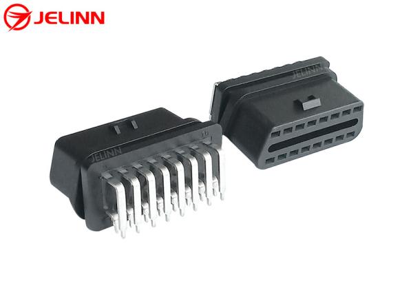 16 Pin OBD 2 OBD2 OBDII Female Connector With Right Angle Pins Bent Towards the