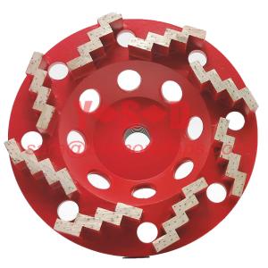 China 7inch  Soft Bond  9 Segments Grit #16/18 Zig Zag Cup Wheel Diamond Grinding Cup Wheels for Concrete Surface Preparation on sale