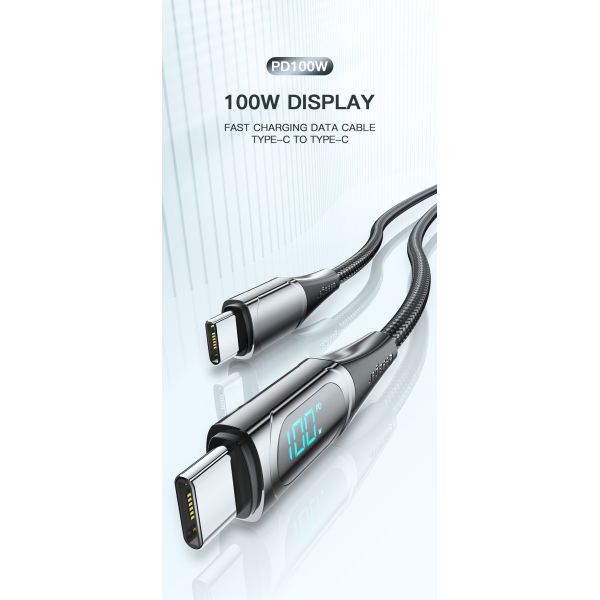 Essager PD Usb Type C To C Cable 5A 100w with Led Digital Display