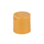 Golden Yellow Smooth Disc Top Cap Press Type PP Plastic Flip Top Caps For Cream