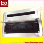 Double Casing Aluminum Brushed Desktop Flip Up Power Sockets/ Flip Open Tabletop
