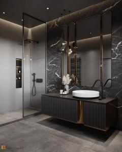 Wholesale Customized Black Bathroom Vanity with Mirror and White Sink from china suppliers