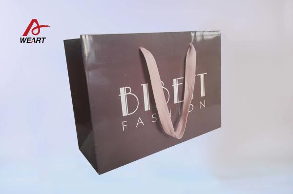 Lavender Color Custom Printed Reusable Shopping Bags With Logo Embossed Pink