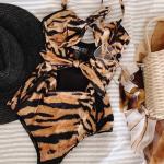 Tiered Layer Tie a Knot Front Top With Low waist Bikini swimsuit high cut