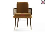 Velvet Upholstered Dining Chair 0.38cbm With Canework Armrest