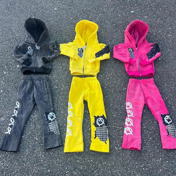 Custom Manufacturers Vintage Heavyweight Acid Wash Tracksuits Zip up Cropped