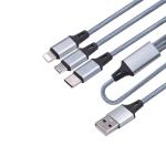 Multi 3 In One Usb Charging Cable Nylon Braided Multi Colored With Micro