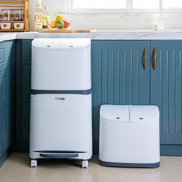 New Products White Plastic Classification Household Kitchen Folding Household Simple Trash Can Garbage