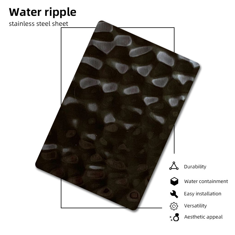 Black Water Ripple Stainless Steel Sheet Ss 201 304 Metal Decorative Plate