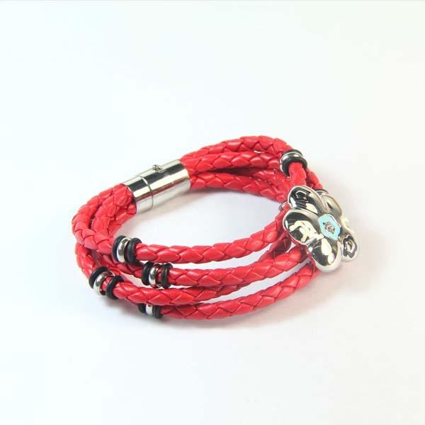 Europ American Fashion Trendy Stainless Steel Geniune PU Leather Bracelet Bangle