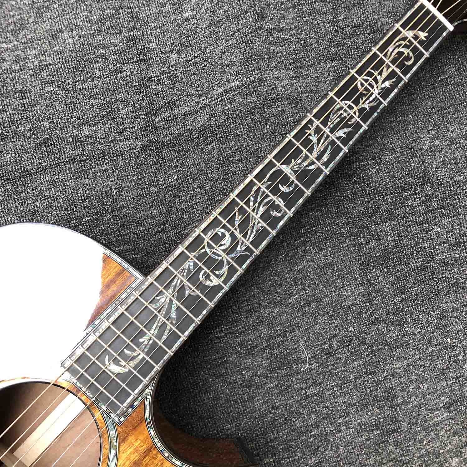 Custom 41 Inch Matte Solid KOA Top Acoustic Guitar with Abalone Ebony Fingerboard ArmRest KOA Wood Guitar
