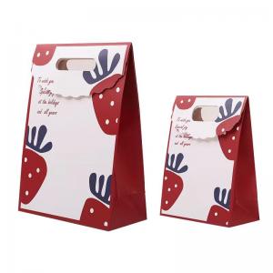 Wholesale 130gsm Strawberry Print Present Paper Bags Ivory Board Box 40cm*12cm*30cm from china suppliers