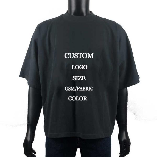 Custom Needle Detection Heavyweight 250 gsm Cotton Men's Mock Neck T Shirt
