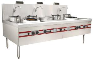 Wholesale Wok Range With Double Burners Chinese Cooking Stove 2400 x 1220 x (810+450) mm from china suppliers