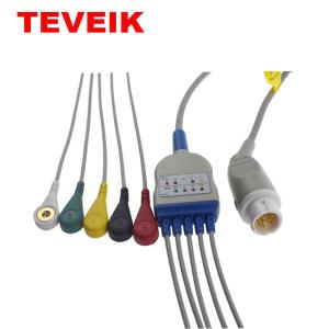 Wholesale Mindray T5 T6 T8 Patient Monitor ECG Cable Round 12 Pin 3 Lead Wire Snap IEC TPU from china suppliers