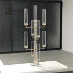 Gold Metal And Crystal Candelabra Party Electroplating Shiny Candle Stand 160cm