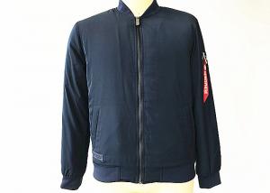 Wholesale Cobalt Quilted Mens Polyester Bomber Jacket With Branded Tape On Sleeve TW80378 from china suppliers