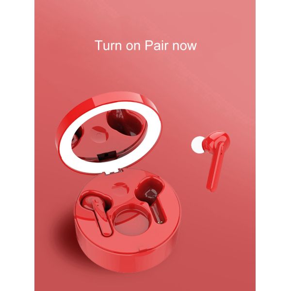 Makeup Mirror True Wireless Stereo Earbuds Mobile Holder Wireless Headset With Microphone and Makeup Mirror and Mobile Holder