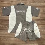 Custom Logo Button up Windbreaker Nylon Shirt Lightweight Shorts Running Summer