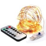DC5V LED Copper Wire String Lights USB Plug In Remote Control