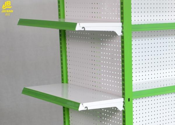 Light Duty Pharmacy Display Racks 5 Steel Layers Green Columns Middle Panel 0