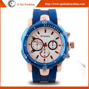 Wholesale Top Quality Factory Price Curren Watch 8163 Rubber Band Stainless Steel Back Quartz Watch from china suppliers