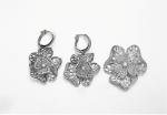 "A Pearl In The Palm Ⅲ" 925 Silver CZ Tassel Earrings Mesh Flower