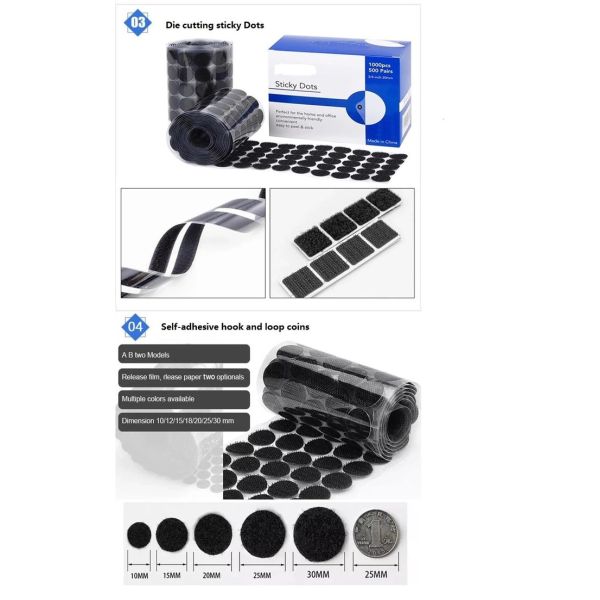 10mm Dia High Temperature Resistance Strong Adhesive Hook and Loop Dots Self Adhesive Fastener Dots