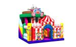Colourful Inflatable Circus Clown Dolphin PVC Dry Slide With Safety Fence Around