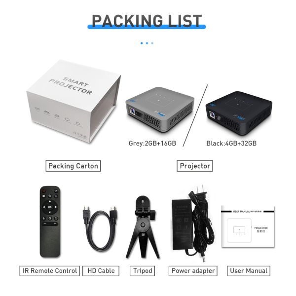 Flyin P15 1080P Full HD DLP Projector Portable WIFI Android 9 IOS Home Theater 4K Auto 3D Stereo Built-in 4-hour Battery Manual focus