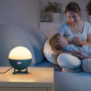 China Tuya Wifi Smart Night Light For Mom and Baby Bedside White Noise Music Aid Sleep Wake Up Light Alarm Clock on sale