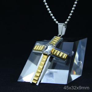 Wholesale Trendy Stainless Steel CZ Crystal Stones Inlay Cross Plus Symbol Necklace Pendant LDC119 from china suppliers