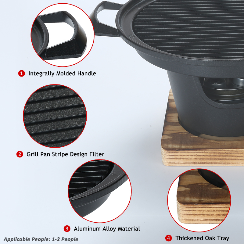 Tabletop Alcohol Stove Yakiniku Yakitori Aluminum Non Stick Smokeless Mini Portable Bbq Grill