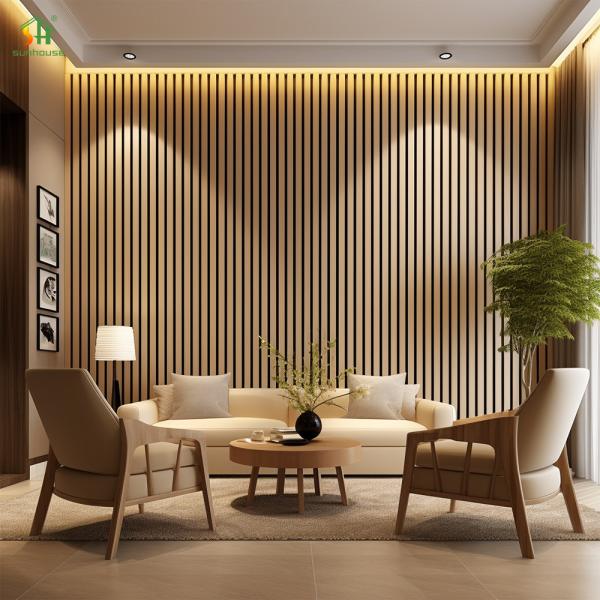 SUNHOUSE Direct Sales 1220X2440Mm Natural Veneer Oak Polyester Acoustic Wall