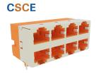 E Type UL94-V0 2X4 Port Stacked RJ45 Connectors