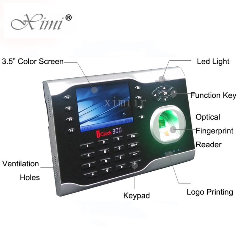 Fingerprint And RFID Card Time Attendance Time Clock ZK ICLOCK300 TCP/IP Biometric Fingerprint Time Recorder With ID Card Reader