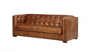 Wholesale Genuine Leather Triple Seater Sofa , 3 Seater Brown Leather Settee American Style from china suppliers