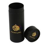 Eco Friendly Custom Hot Foil Logo Black Rigid Paper Essential Oil Tube Packaging