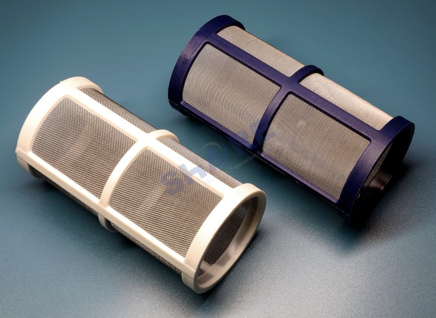 Cylinder Filter 304 Stainless Steel Mesh Insert Molded Or Over Moulded With Glass Fibre Reinforced Plastic PA6.6 GF30