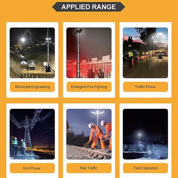 Portable LED Light Towers Outdoor Light Tower Frequency 50/60 Hz Diesel Light Tower for Events