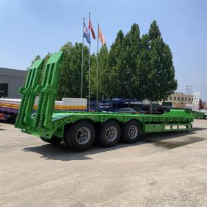 Wholesale 3-Axle 60t Dump Semi-Trailer with Hydraulic Ramp Low Bed Trailer and 4/5/6mm Thick Grid Plate from china suppliers