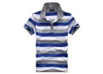 Striped Golf Cotton Polo Shirt Soft Antistatic , Custom Embroidered Polos