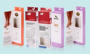 Wholesale CMYK Colors Custom Brand Printed Paper Box Packaging PVC Window for Shoes Pad Display from china suppliers