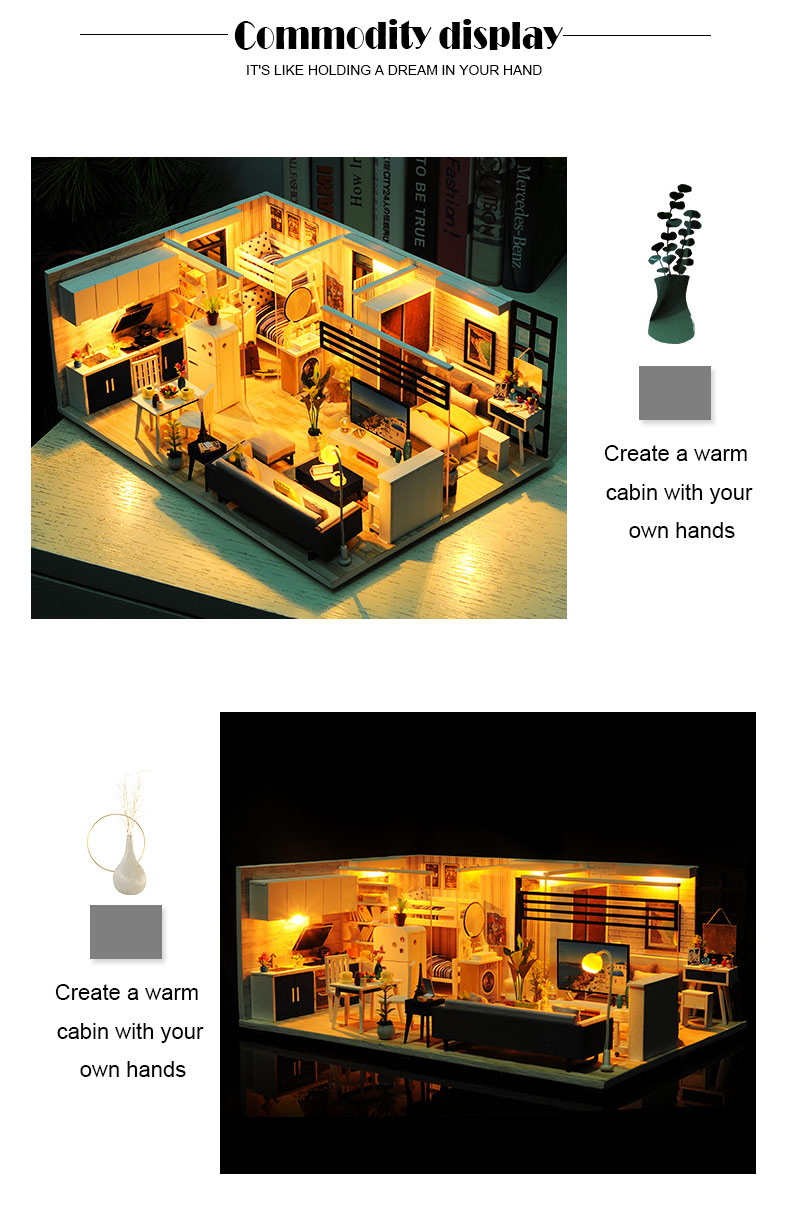 DIY Wooden Doll Houses Miniature Furniture Kit For Children Birthday