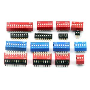 Wholesale 2.54mm Pitch Slide DIP Switch 1 2 3 4 5 6 8 9 10 Positions PCB Mount Double Row Red Blue Black from china suppliers