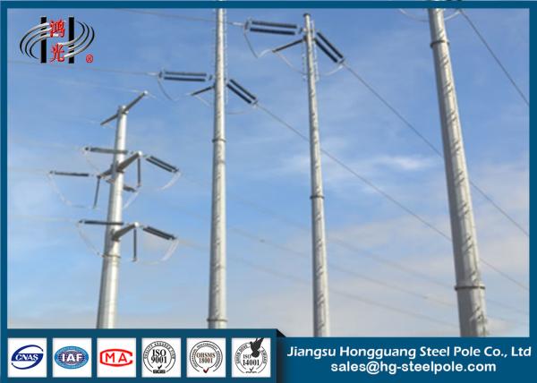Hot Dip Galvanized Steel Power Pole , Electrical Transmission Poles 450 Dan