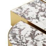 Simple Marble Top Side Tea Center Bell Coffee Table Glass Base