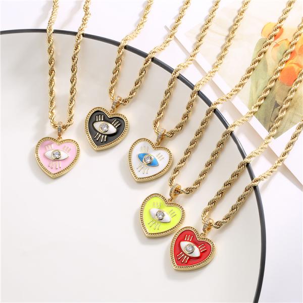 Gold Plated Heart Evil Eye Necklace
